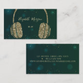 Elegant Stars Green Glitter Headphone DJ Visitekaartje (Voorkant / Achterkant)