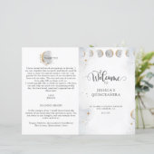 Elegant Stars Moon Celestial Quinceanera Programme (Staand voorkant)