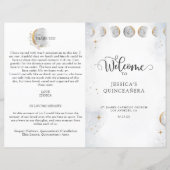 Elegant Stars Moon Celestial Quinceanera Programme (Voorkant)