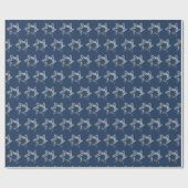 Elegant Stars Pattern Faux Silver Blue Cadeaupapier (Vlak)