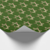 Elegant Stars Pattern Green en Gold Cadeaupapier (Hoek)