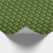 Elegant Stars Pattern Green en Gold Cadeaupapier (Hoek)
