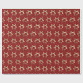 Elegant Stars Pattern Red en Gold Cadeaupapier (Vlak)