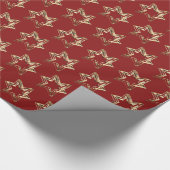 Elegant Stars Pattern Red en Gold Cadeaupapier (Hoek)