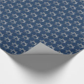 Elegant Stars Pattern Silver Blue Cadeaupapier (Hoek)