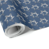 Elegant Stars Pattern Silver Blue Cadeaupapier (Rol Hoek)