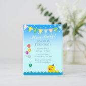 Elegant Stars & Rubber Duck Blue Birthday Kaart (Staand voorkant)