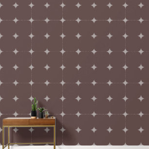 Elegant Stars silver Bown Dark Auburn Tegel Patter Behang