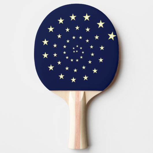 Elegant Stars Spiral op Navy Blue Tafeltennisbatje (Voorkant)
