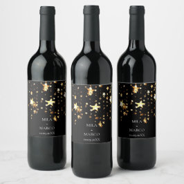 Elegant starsGold Deco Wine Label Wijn Etiket