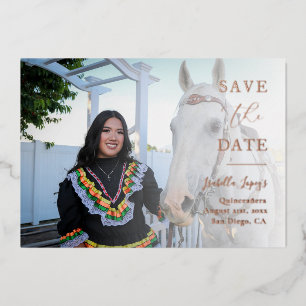 Elegant Statement Photo Roos Gold Save the Date Folie Uitnodiging