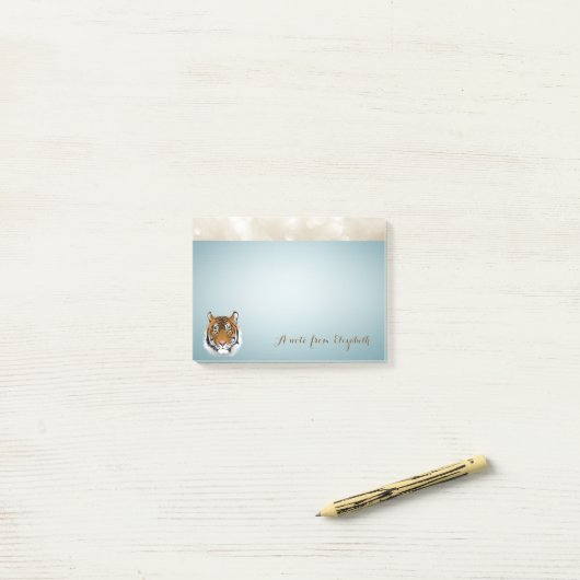 Elegant statief, stijlvol, tijger, gepersonaliseer post-it® notes (Op bureau)