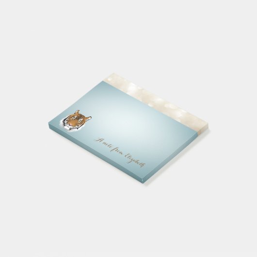 Elegant statief, stijlvol, tijger, gepersonaliseer post-it® notes (Schuin)