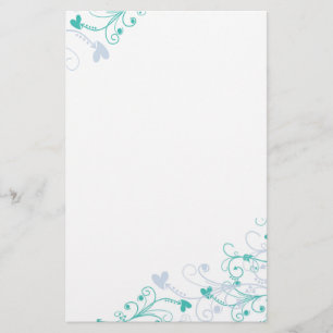Elegant Stationery - Swirls & Hearts Briefpapier
