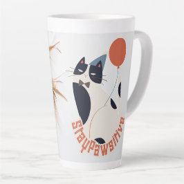Elegant Stay Pawsitive Tuxedo Cat Tall Latte Mug Mok