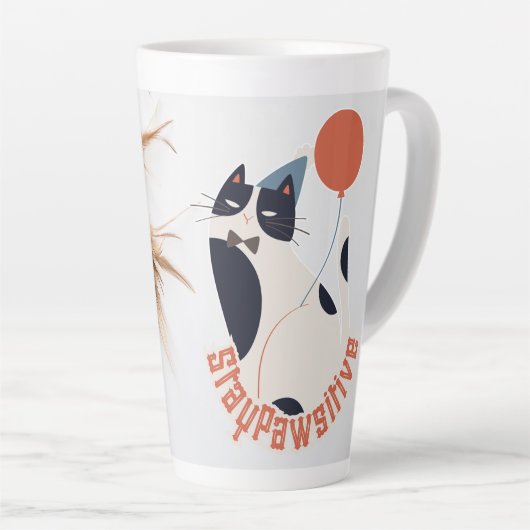 Elegant Stay Pawsitive Tuxedo Cat Tall Latte Mug Mok (Rechterhoek)