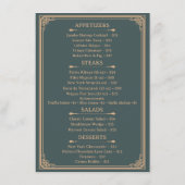 Elegant Steak House Diner Menu (Achterkant)