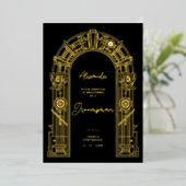 Elegant Steampunk Bruidsjonker Voorstel Goud TLW26 Folie Uitnodiging (Staand Voorkant)