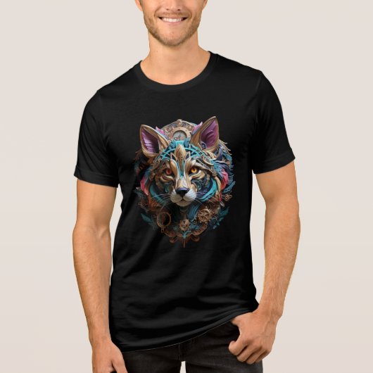 Elegant Steampunk Cat Wall Art Tri-Blend Shirt (Voorkant)