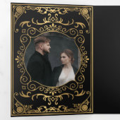 Elegant Steampunk Victoriaans Wedding Drieluik Uitnodiging (Binnenzijde eerst)