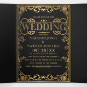 Elegant Steampunk Victoriaans Wedding Drieluik Uitnodiging (Binnenkant midden)