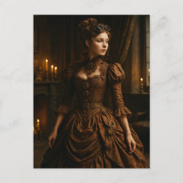 Elegant Steampunk Victorian Lady in Brown  Briefkaart