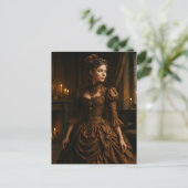 Elegant Steampunk Victorian Lady in Brown  Briefkaart (Staand voorkant)