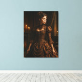 Elegant Steampunk Victorian Lady in Brown  Canvas Afdruk (Insitu (Houten vloer))