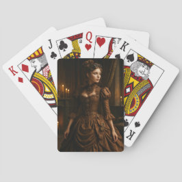 Elegant Steampunk Victorian Lady in Brown  Pokerkaarten