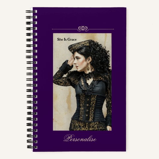 Elegant Steampunk  Zwart Paarse Dagboek Notitieboek (Voorkant)