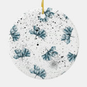 Elegant steel blue Floral Monogram Keramisch Ornament (Achterkant)