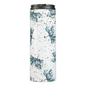 Elegant steel blue Floral Monogram Thermosbeker (Achterkant)