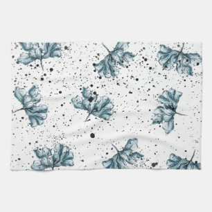 Elegant steel blue Floral Theedoek