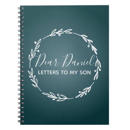 Elegant Steel Blue Letters naar mijn Son chic desi Notitieboek (Voorkant)