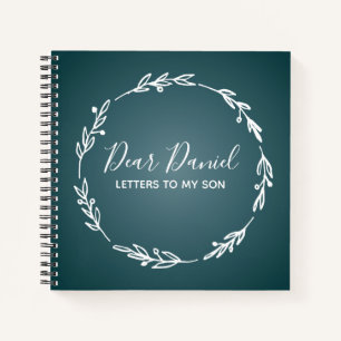 Elegant Steel Blue Letters naar mijn zoon Notitieboek
