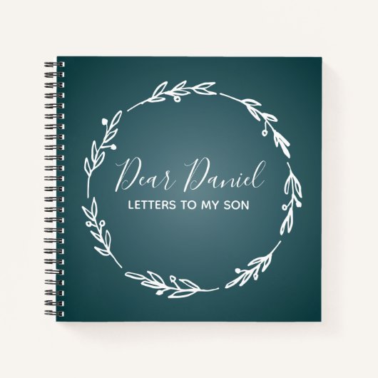 Elegant Steel Blue Letters naar mijn zoon Notitieboek (Voorkant)