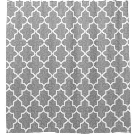 Elegant Steel Grey Damask Moroccan Pattern Douchegordijn (Voorkant)