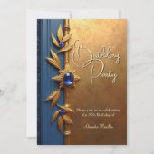 Elegant Steel Royal Blue Gold  Verjaardag Kaart (Voorkant)