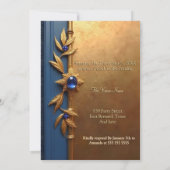 Elegant Steel Royal Blue Gold  Verjaardag Kaart (Achterkant)