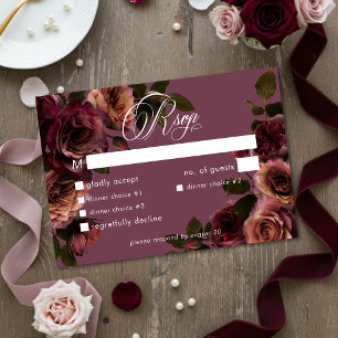 Elegant Stemmig Zachte Roest & Bourgondi Bloemstuk RSVP Kaartje