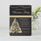 Elegant sterren kerstboom, zwart, kerstfeest kaart (Staand voorkant)