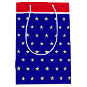 Elegant sterren op blauwe rode en witte cadeautas (Voorkant)