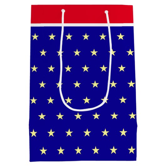 Elegant sterren op blauwe rode en witte cadeautas (Achterkant)