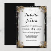 Elegant Sterrennacht Weddenschap in zwart-wit en g Kaart (Voorkant / Achterkant)