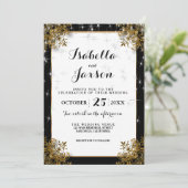 Elegant Sterrennacht Weddenschap in zwart-wit en g Kaart (Staand voorkant)