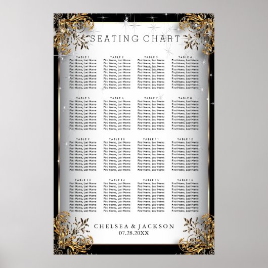 Elegant Sterrennacht Wedding - Zitkaart Poster (Voorkant)