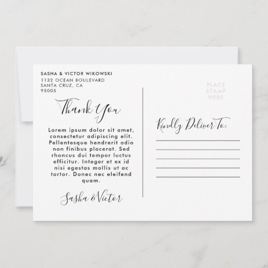 Elegant Stijl Schrift 4 Foto's Trouw Dankjewelkaar Kaart (Achterkant)