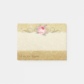 Elegant stijlvol, afbeelding, Roos, glitterij Post-it® Notes (Voorkant)