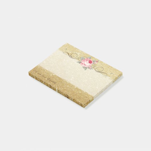 Elegant stijlvol, afbeelding, Roos, glitterij Post-it® Notes (Schuin)