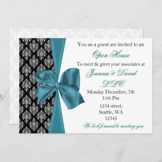 elegant stijlvol aqua Corporate party Invitation Kaart (Voorkant / Achterkant)